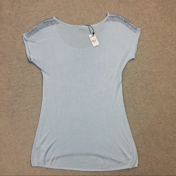 Express Light Blue Knit T Shirt - Picture 6 of 6
